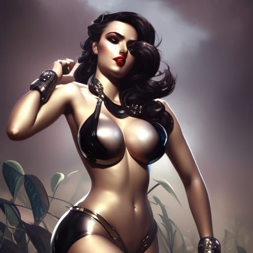 Metal Bikini Pin-Up: Detailed Digital Art