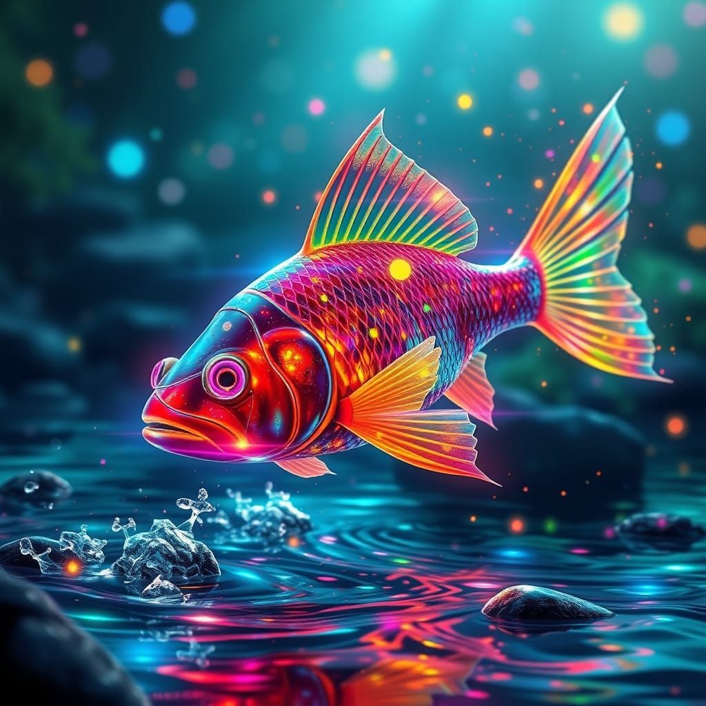 Neon Fish Rising: Airbrush Fantasy Art