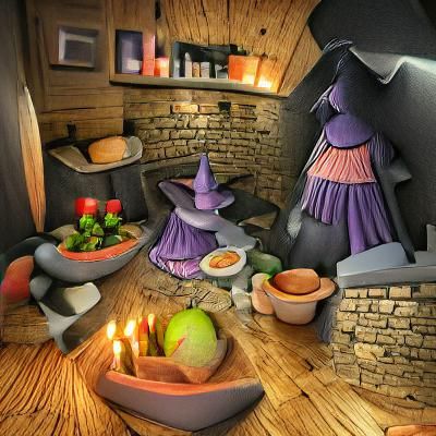 Charming Witch's Cottage Interior in 3D