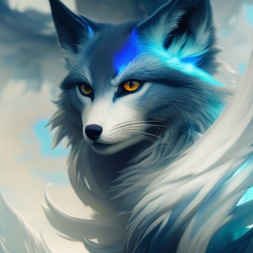 Intricate Kitsune Spirit Portrait in Digital Art Style