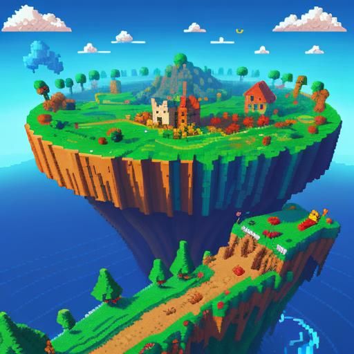 Detailed Pixel Art Landscape with Depth