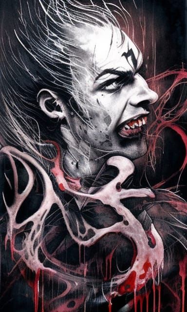Nightmarish Vampire Ink Splash in Ultrarealism Style