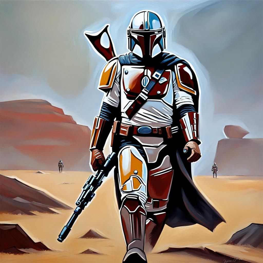 The Mandalorian in Oil Painting Style