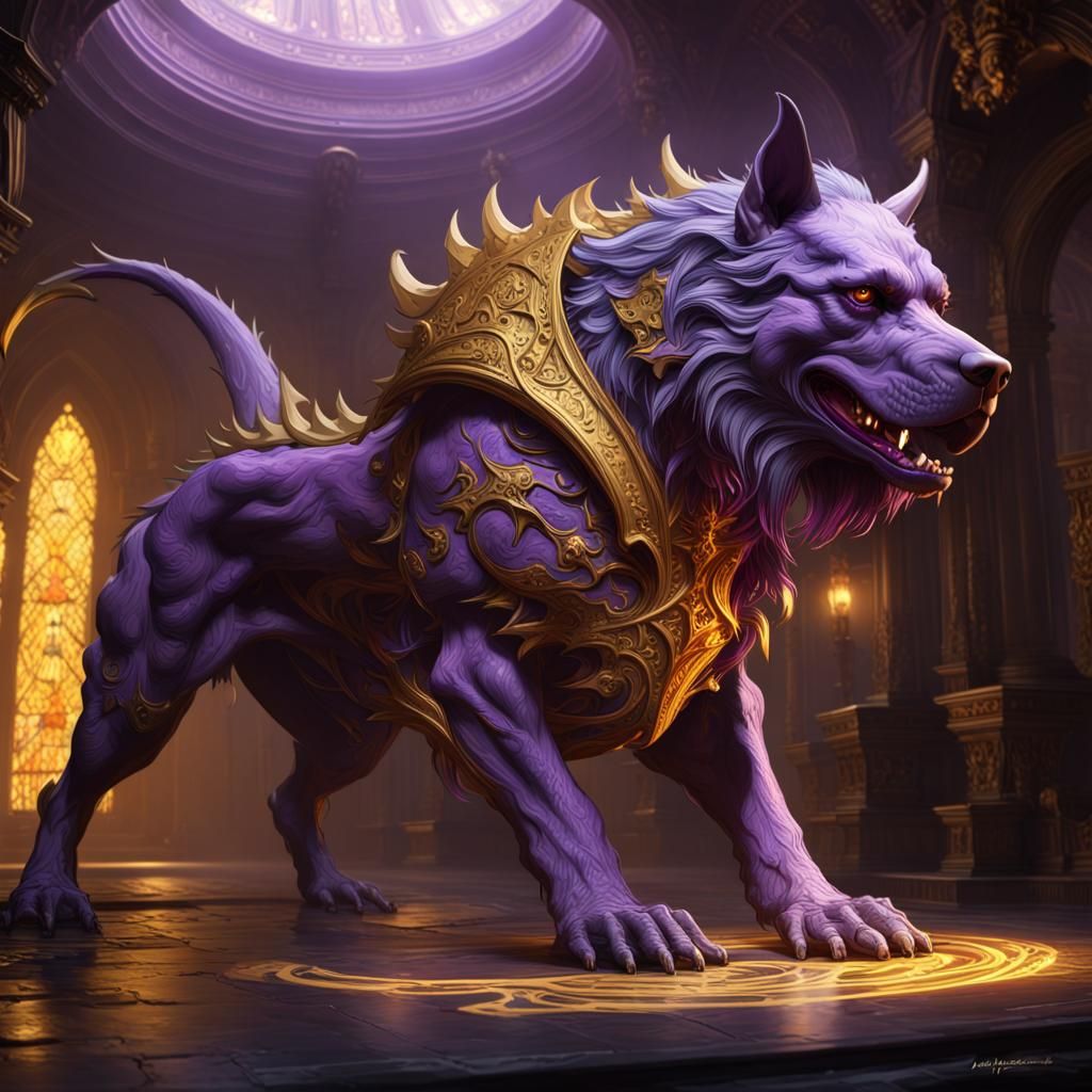 Draconic Big Dog in Dark Fantasy Style