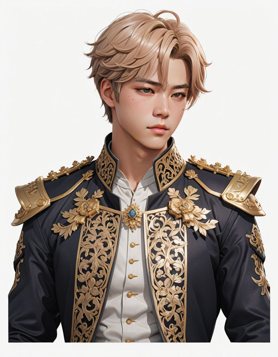BTS Jimin as a Regal Anime Prince in Luxurious Attire