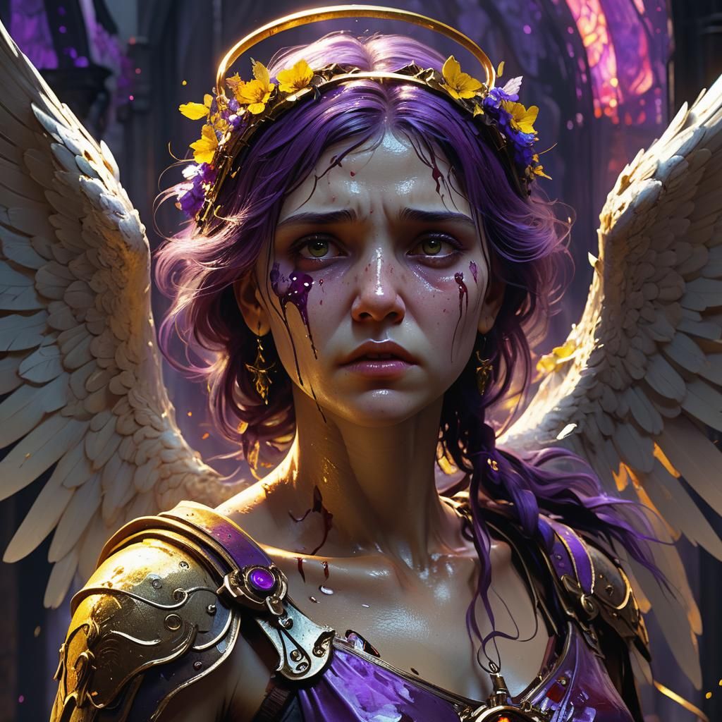 Blood Tears: A Dark Fantasy Angel in 8k