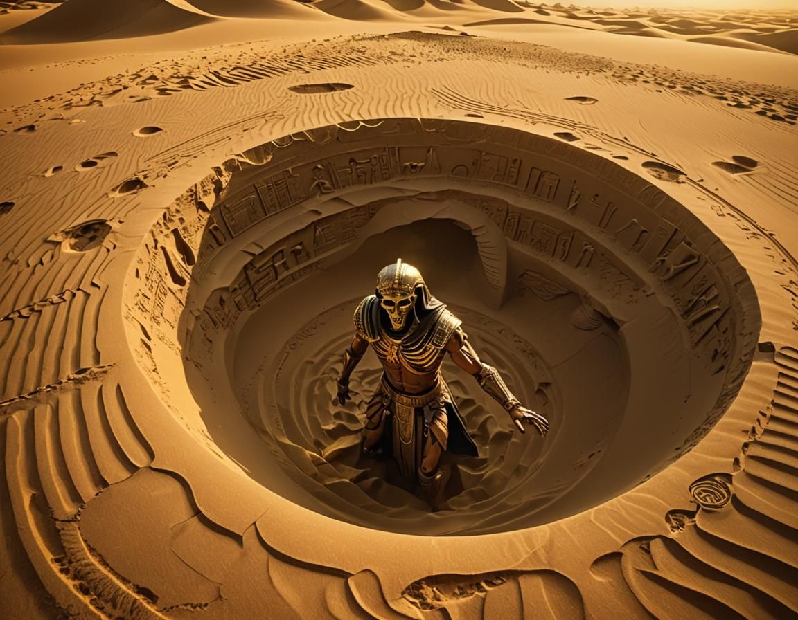 Pharaoh's Tomb: Skeletal Warrior Emerges in Golden Light