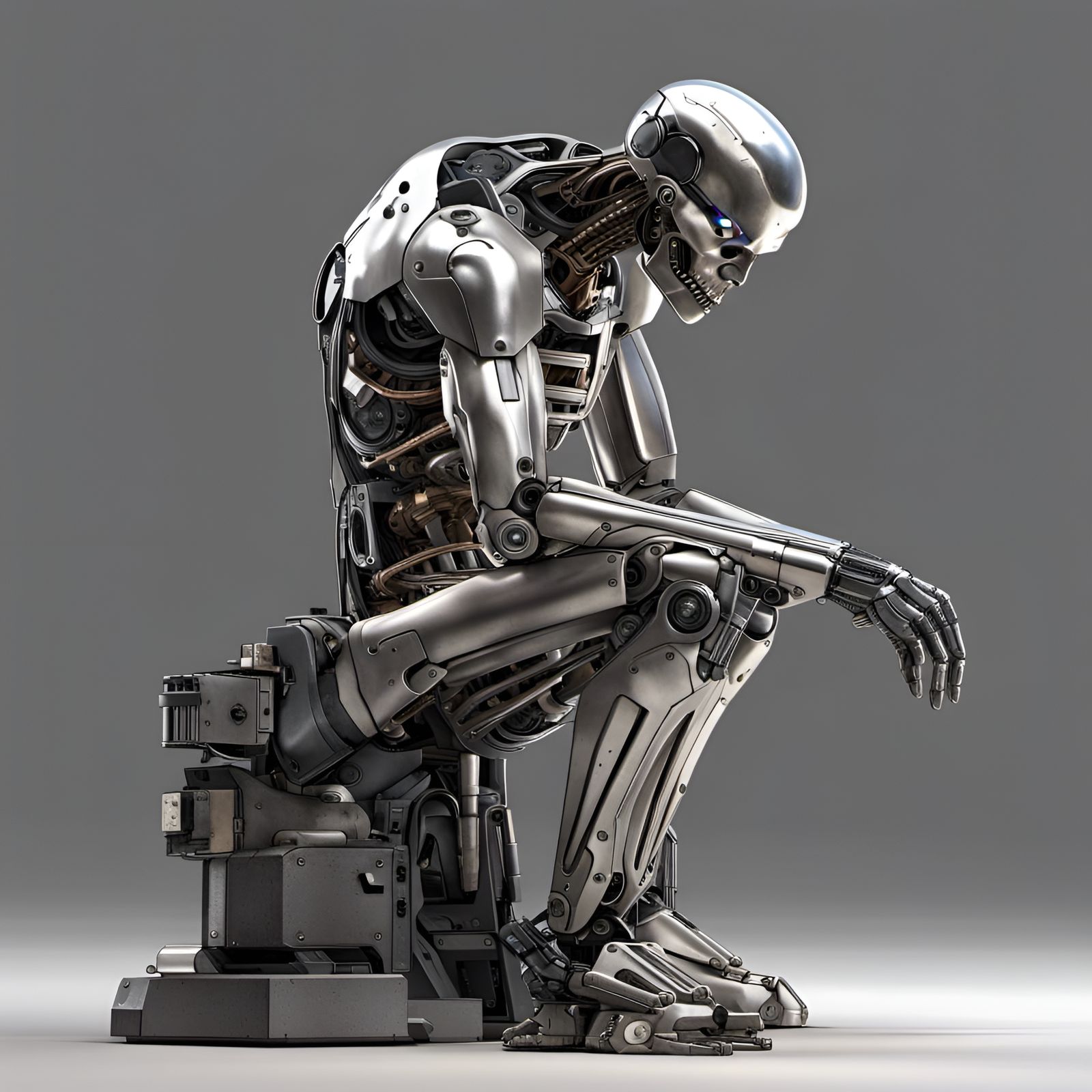 Biopunk Terminator as The Thinker