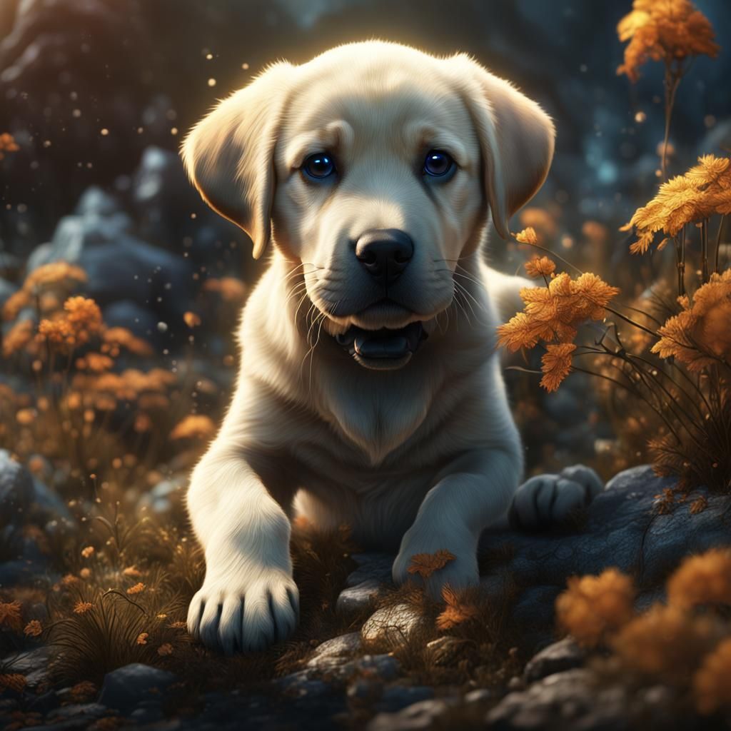 Fantastical Labrador Puppy in Detailed Matte Painting