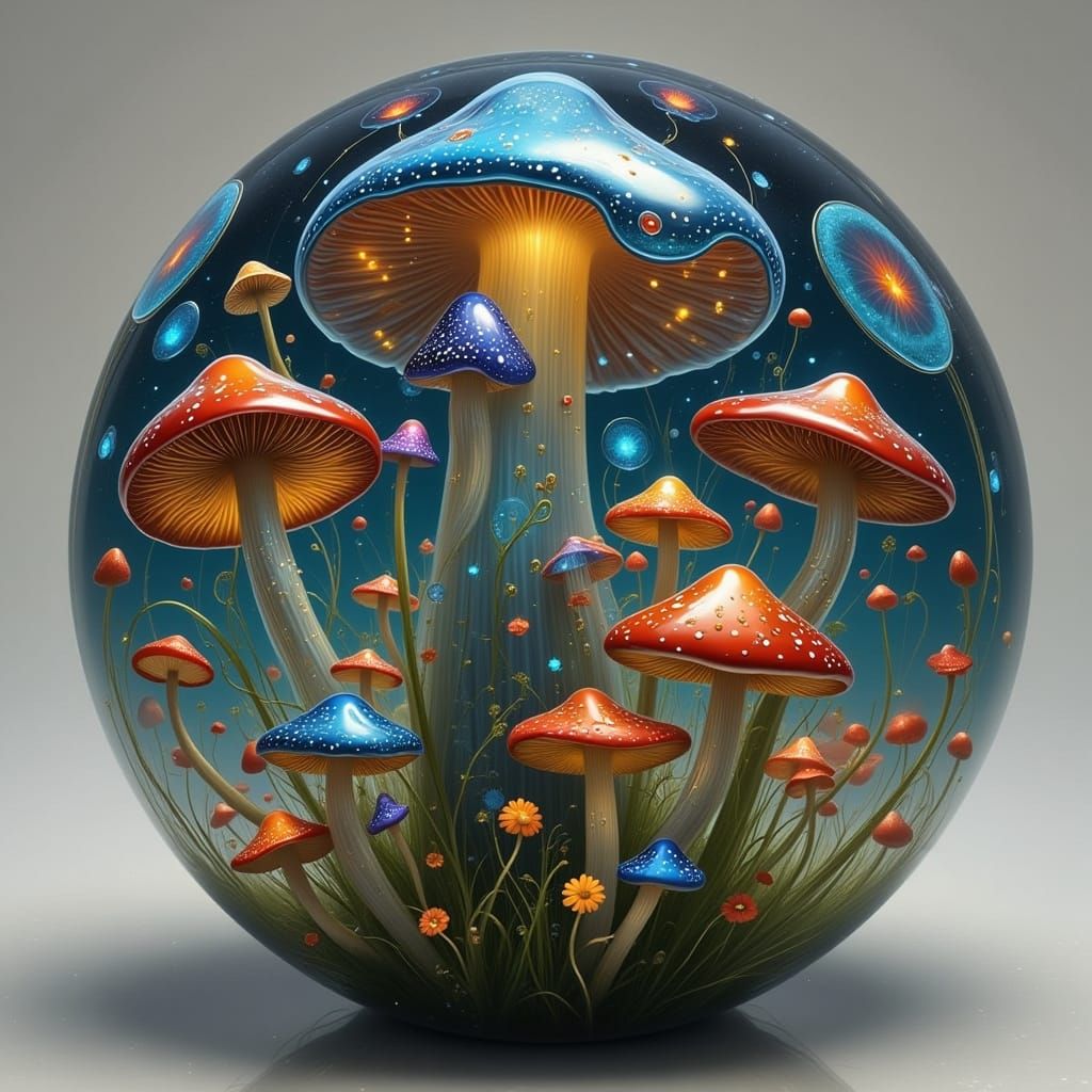 Surreal Millennium Mushroom on a Bowling Ball