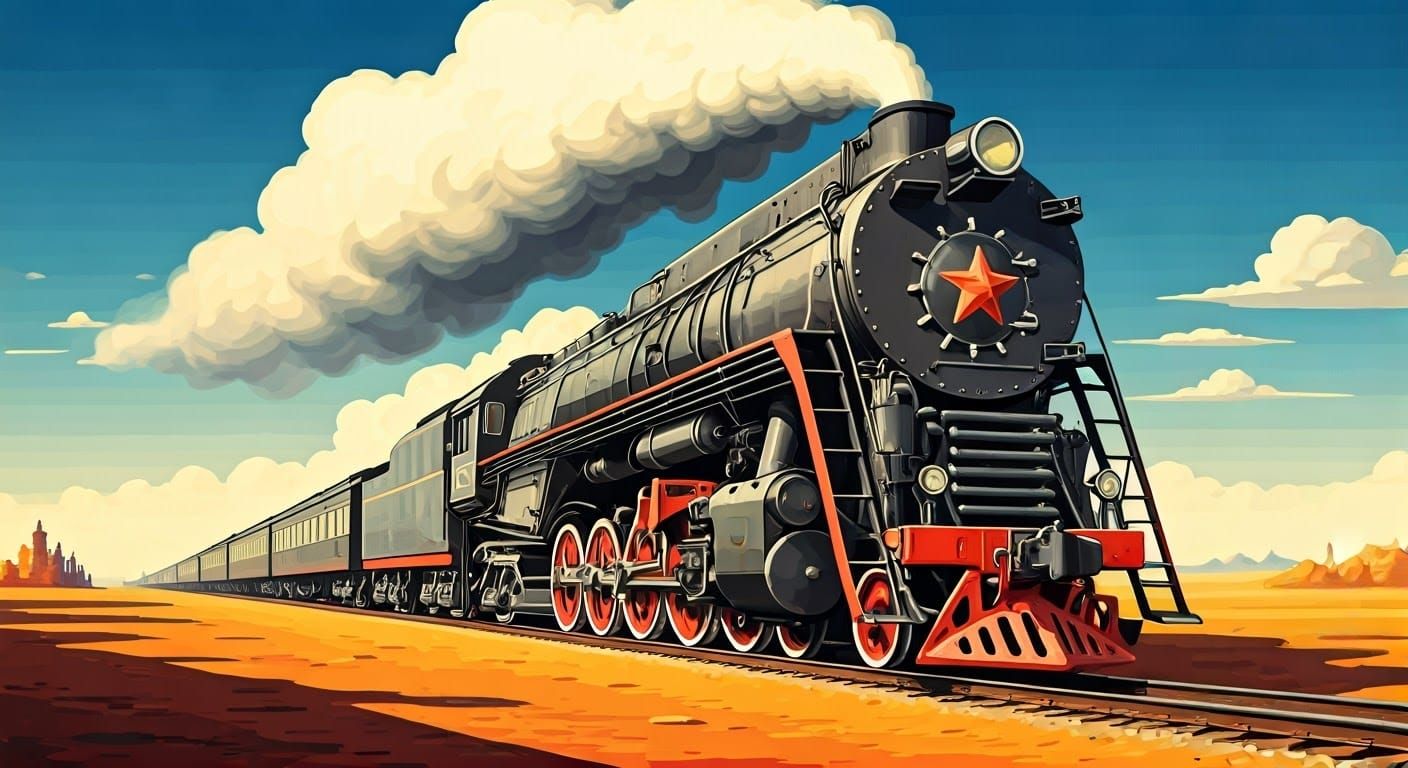 Majestic Soviet Steamtrain in Art Deco Style