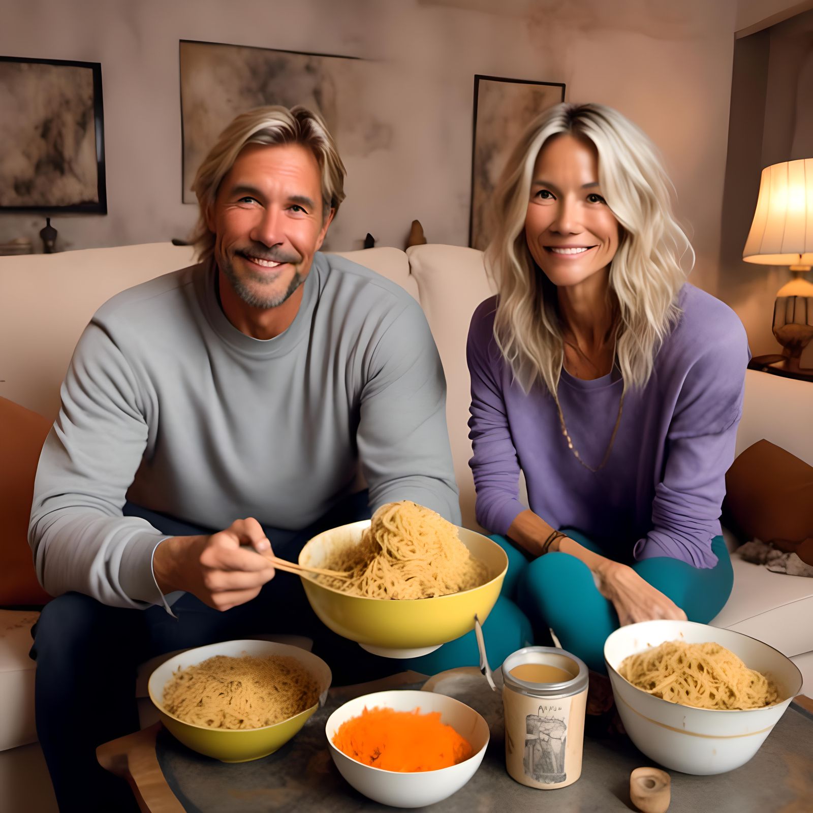 Wife Serves Dinner in Hyperrealistic Impressionist Style