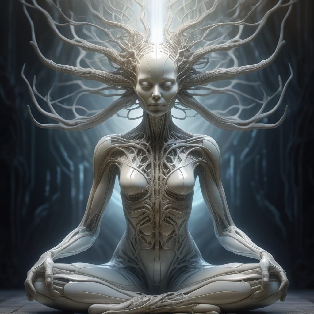 Serene Biomorphic Figure in Pastel Tones