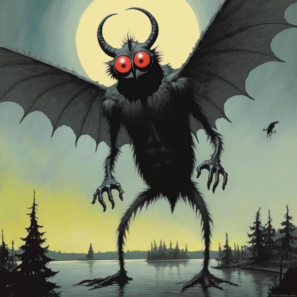 Dr. Seuss Style Mothman Illustration