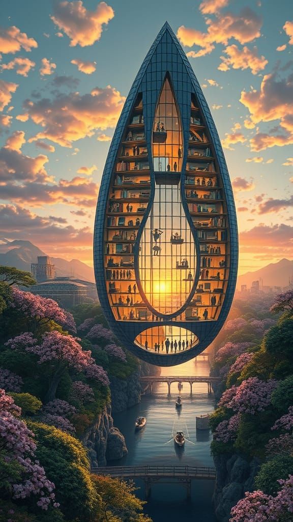 Ethereal Solarpunk Metropolis in Flight