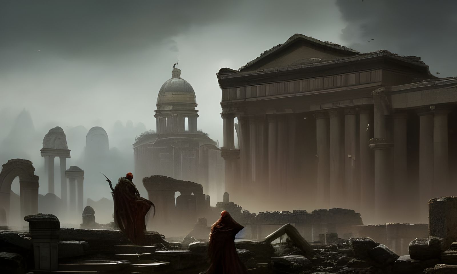 Ancient Ruins in Dark Fantasy Art Style