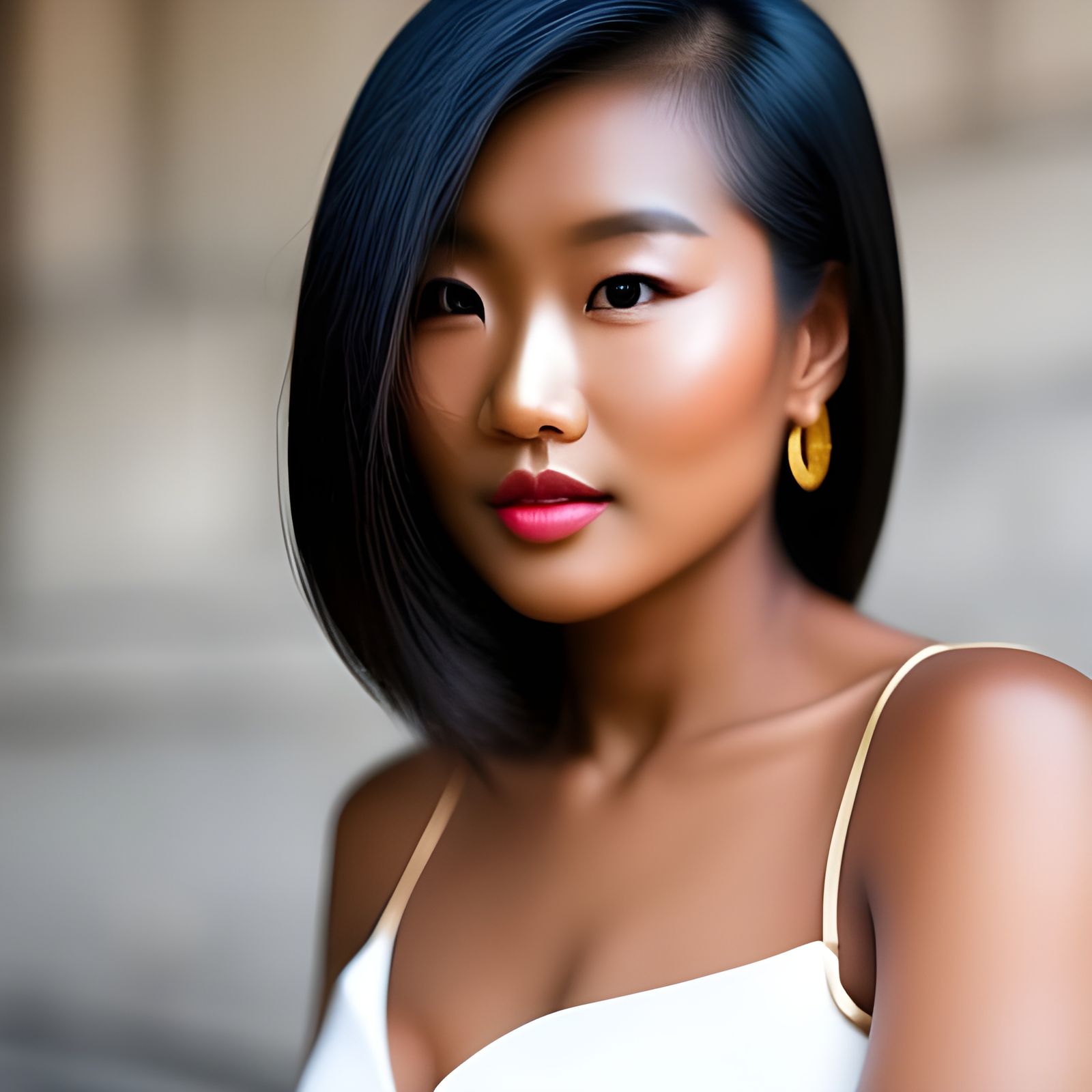 Oiled Dark Skin Asian Woman: Professional Photography