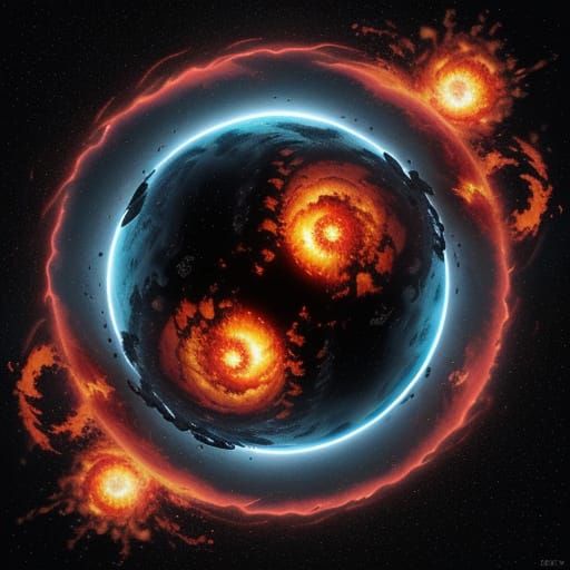 Surreal, Hyperrealistic Scene of an Expanding, Blazing Infer...