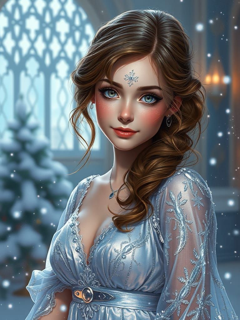 Hermione in Silver Dress: Digital Anime Art