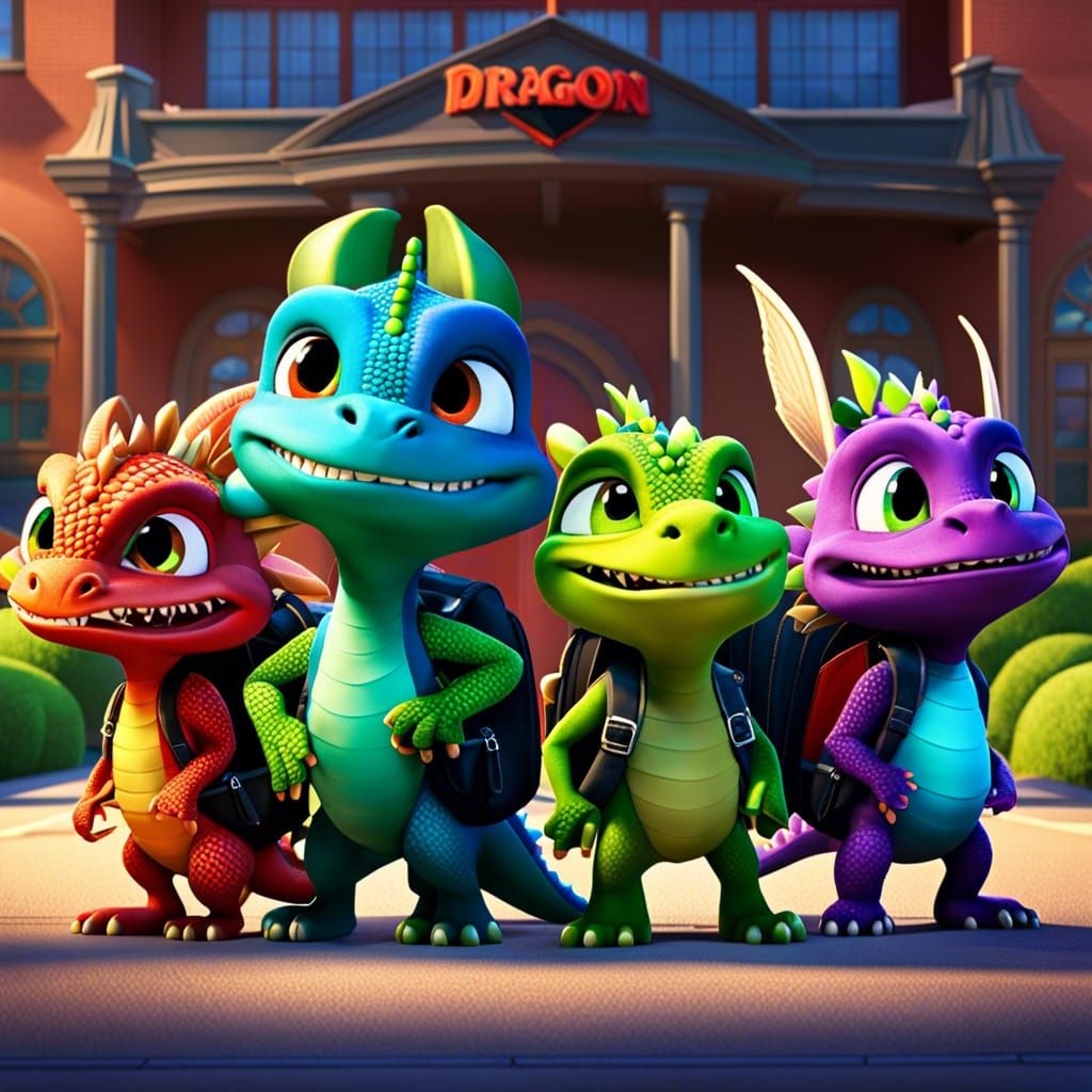 Dragons Taunt Gremlin in Pixar-Style School Scene