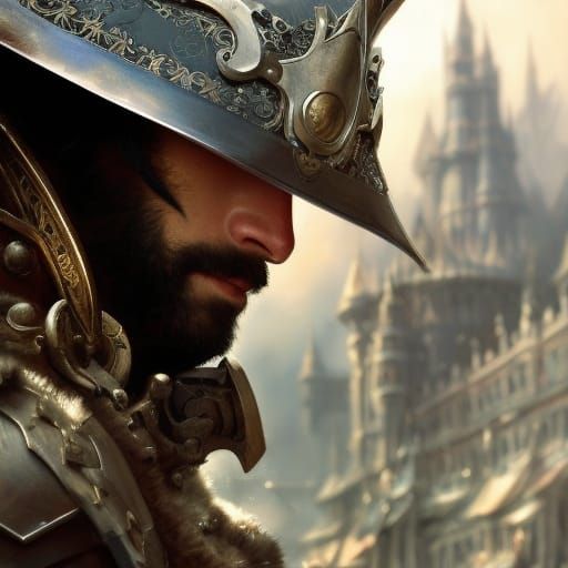 Knight Paladin Portrait in Detailed Matte Painting