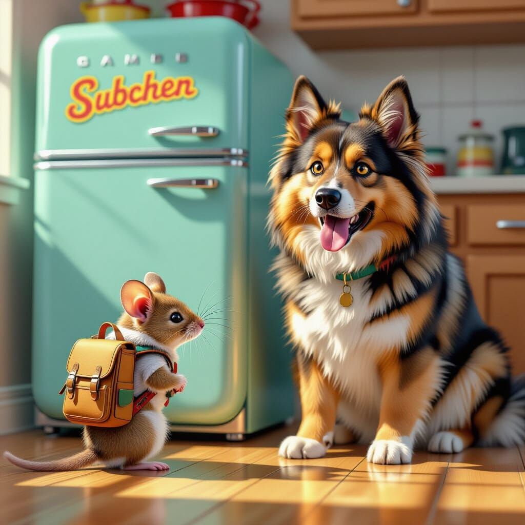 Mischievous Cat and Mouse Adventure in Retro Style