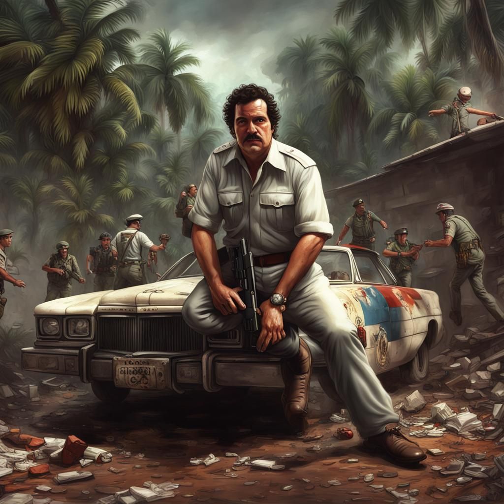 Pablo Escobar's Death in Medellín: Detailed Matte Painting