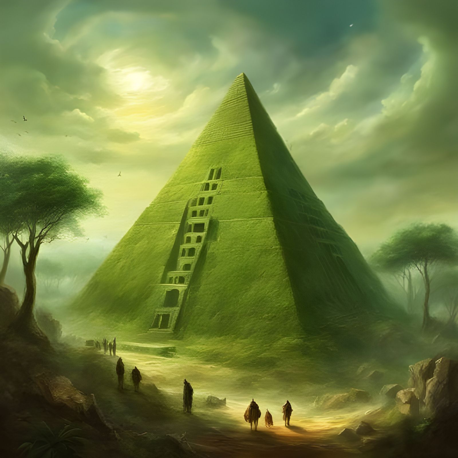 Post-Apocalyptic Cheops Pyramid with Overgrowth