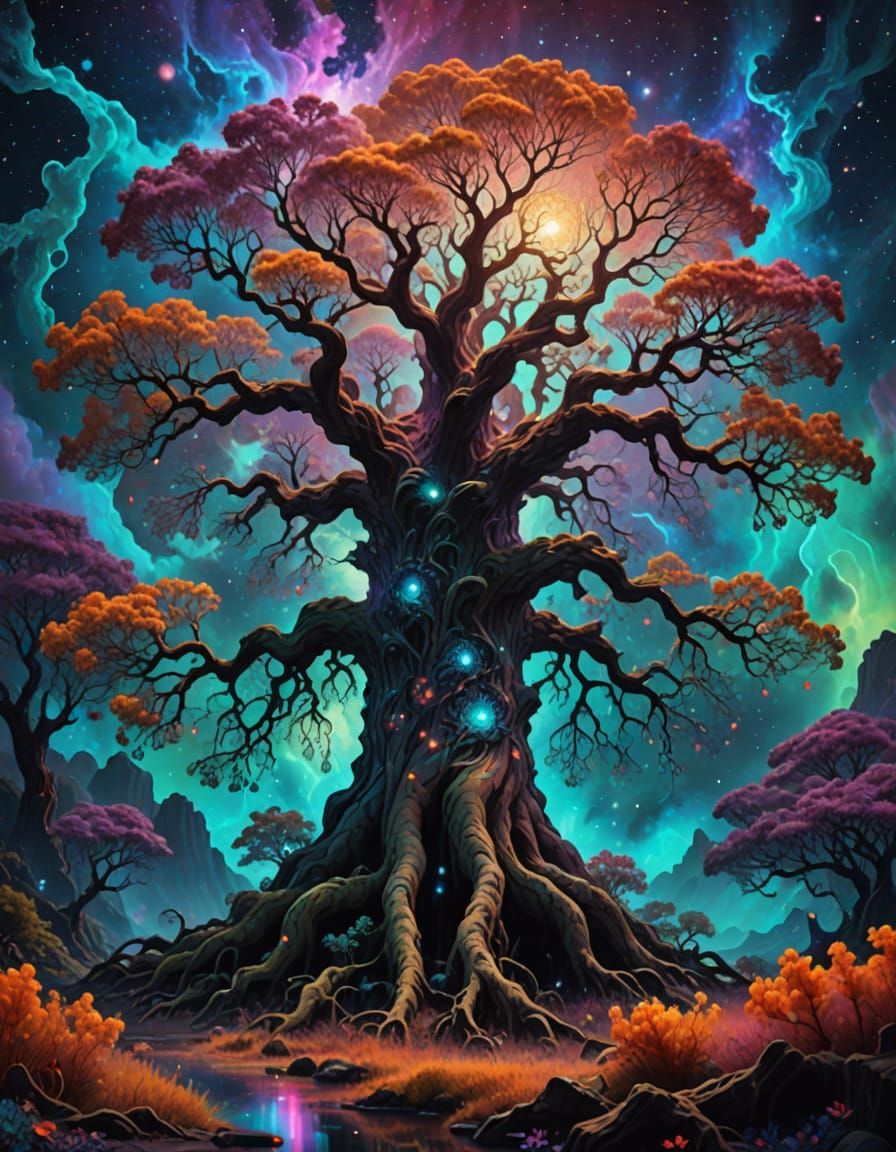 Ancient Tree Roots in Nebula, Crystal Fruits