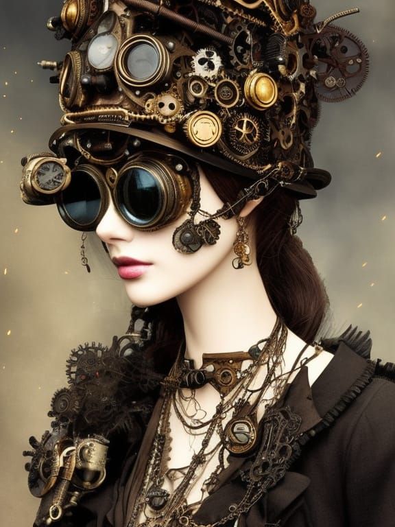 Steampunk Woman Portrait in Victorian Setting