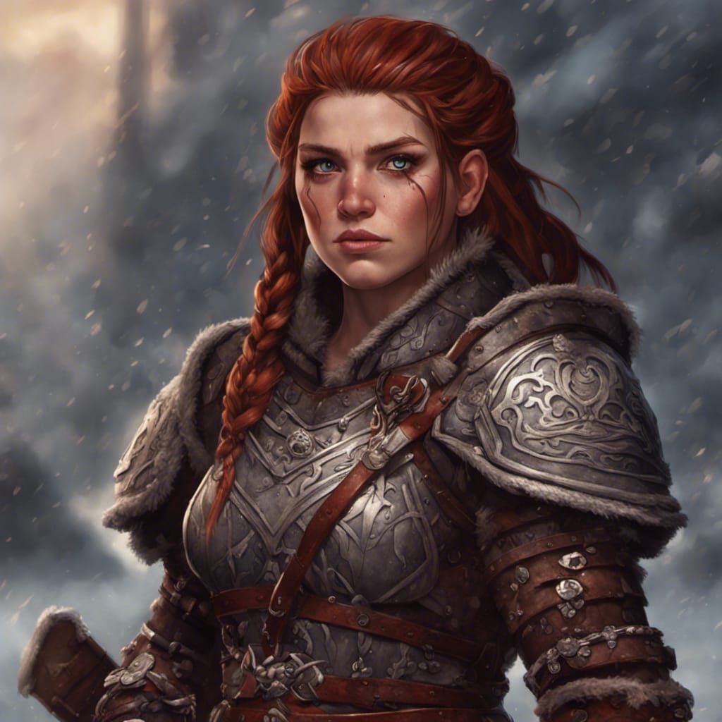 Female Dwarf Barbarian in Detailed Matte Painting