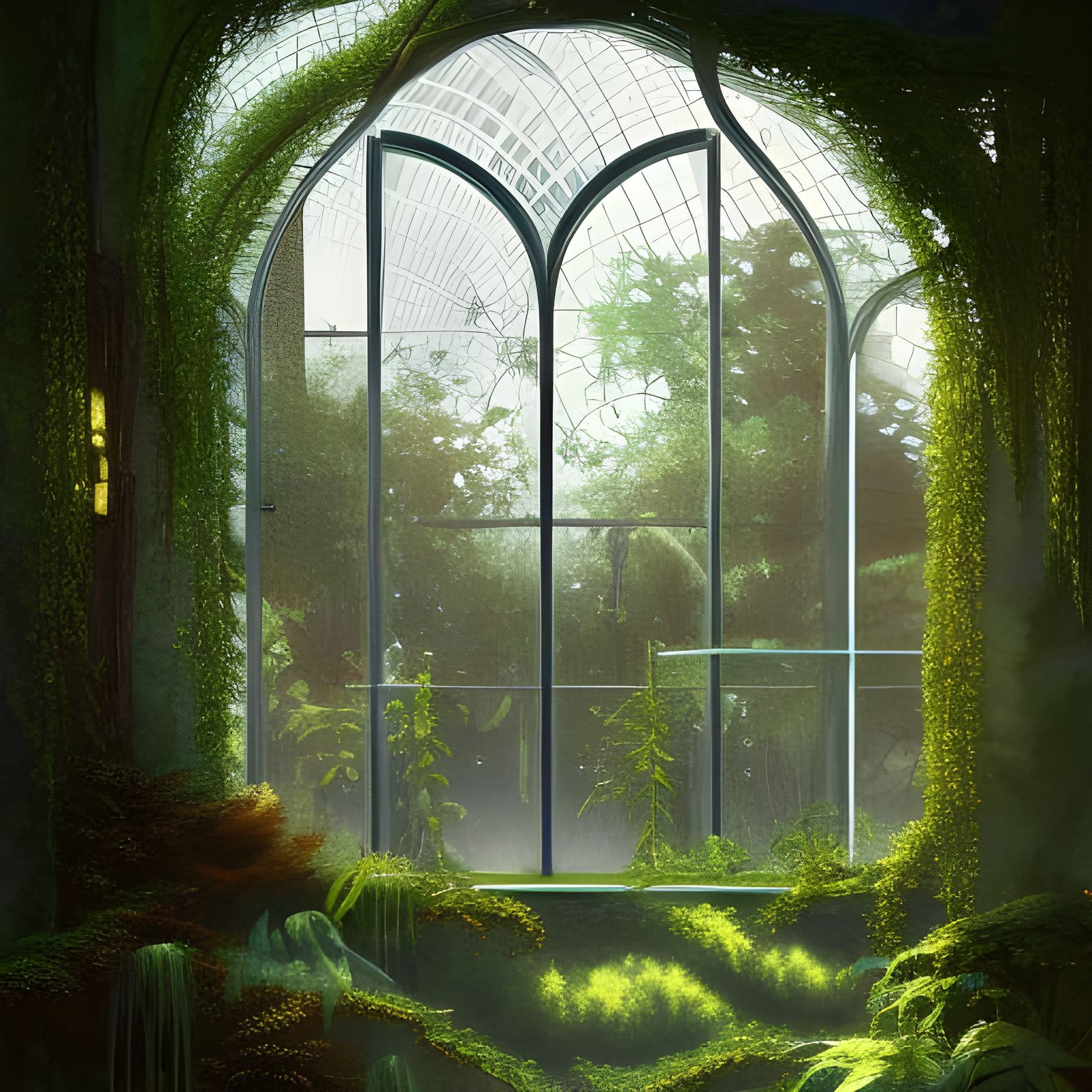 Intricate Greenhouse Window in Fantasy Style