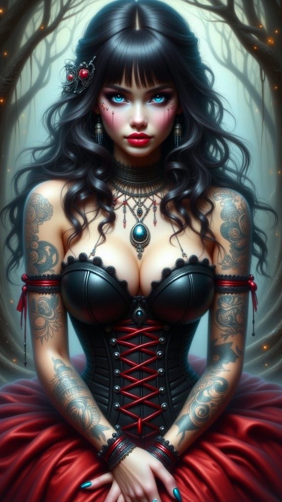 Corrupted Alice Portrait in Gothic Surreal Style