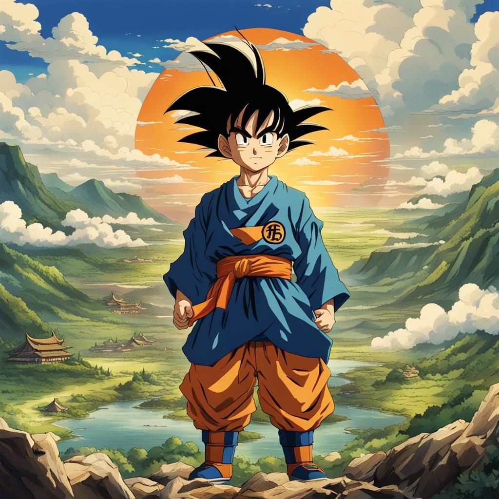 Son Goku Portrait in Studio Ghibli Anime Style