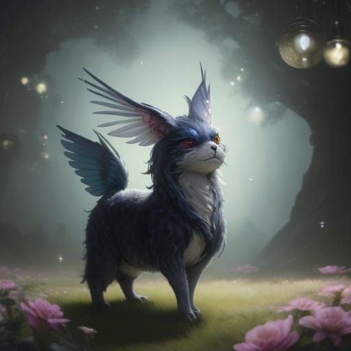 Adorable Alien Creature in Vibrant Floral Landscape