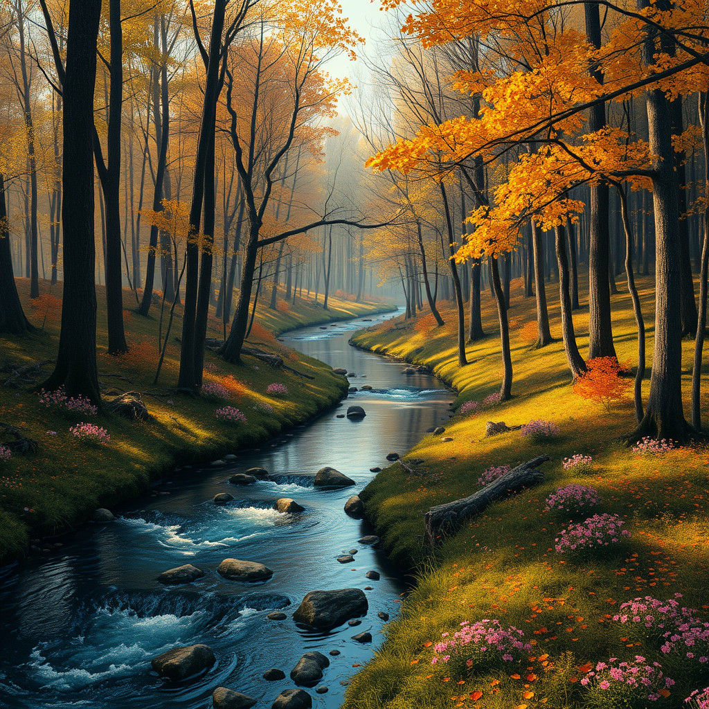 Woodland Landscape in Multiple Artistic Styles