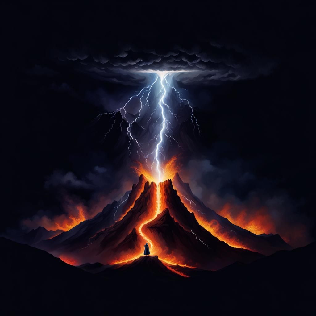 Epic Battle: Gandalf vs Balrog in Volcanic Eruption