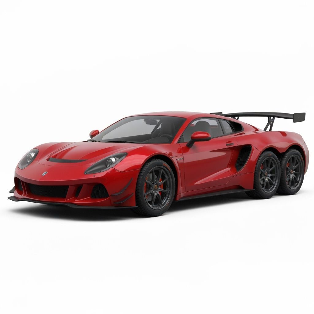 Futuristic Six-Wheeled Supercar Design