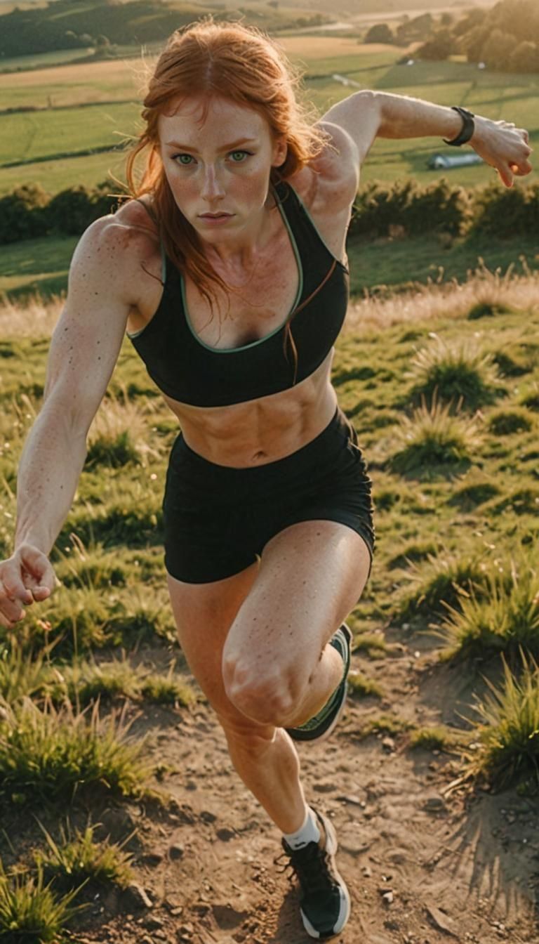 Dramatic Portrait of Athletic Woman in Countryside