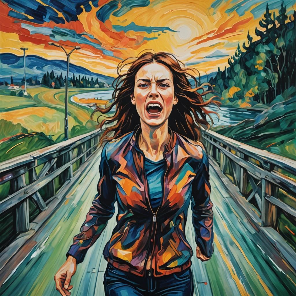 Woman's Scream: Abstract Portrait Inspired by Anxiety