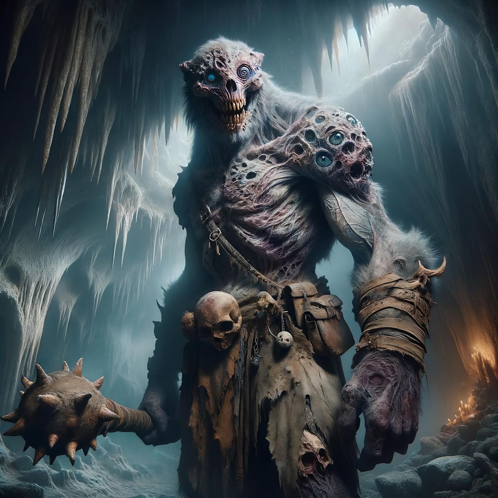 Monstrous Giant in Eerie Cave Lair