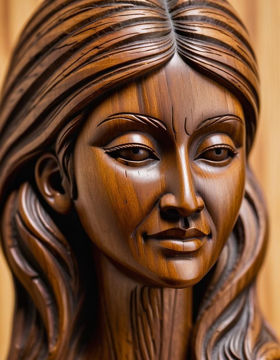 Majestic Wood Carving of a Proud Figure