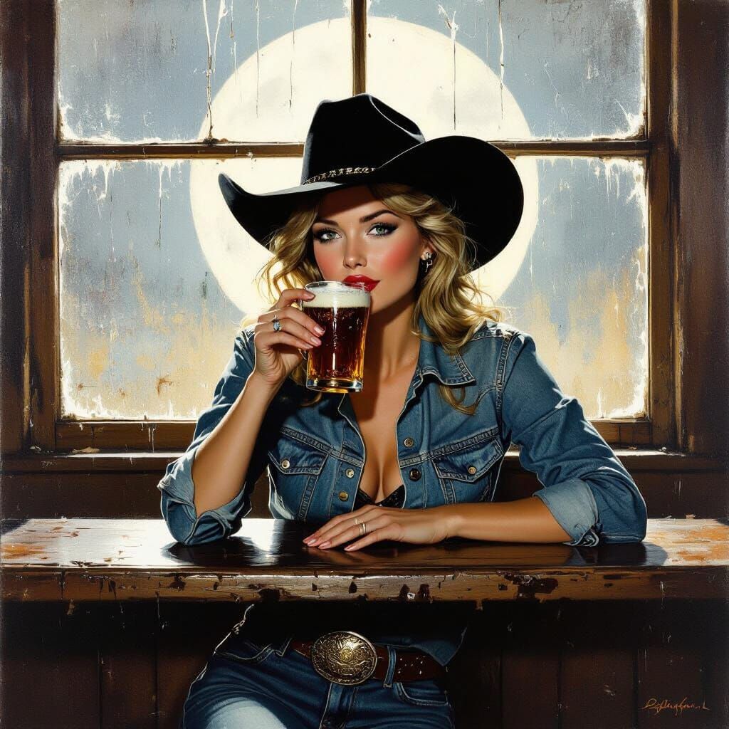 Clara at the Bar in Photorealistic Style