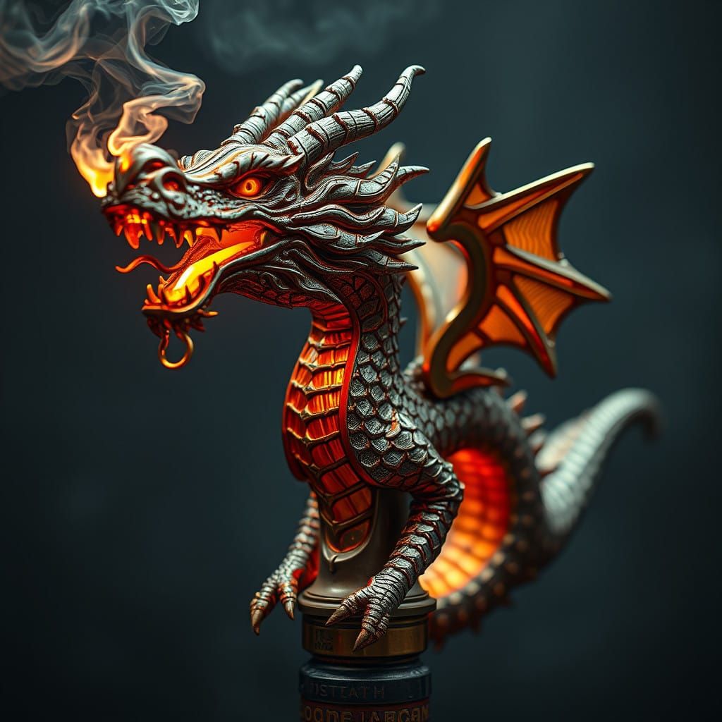 Cyberpunk Dragon Torch in Hyperrealistic Detail