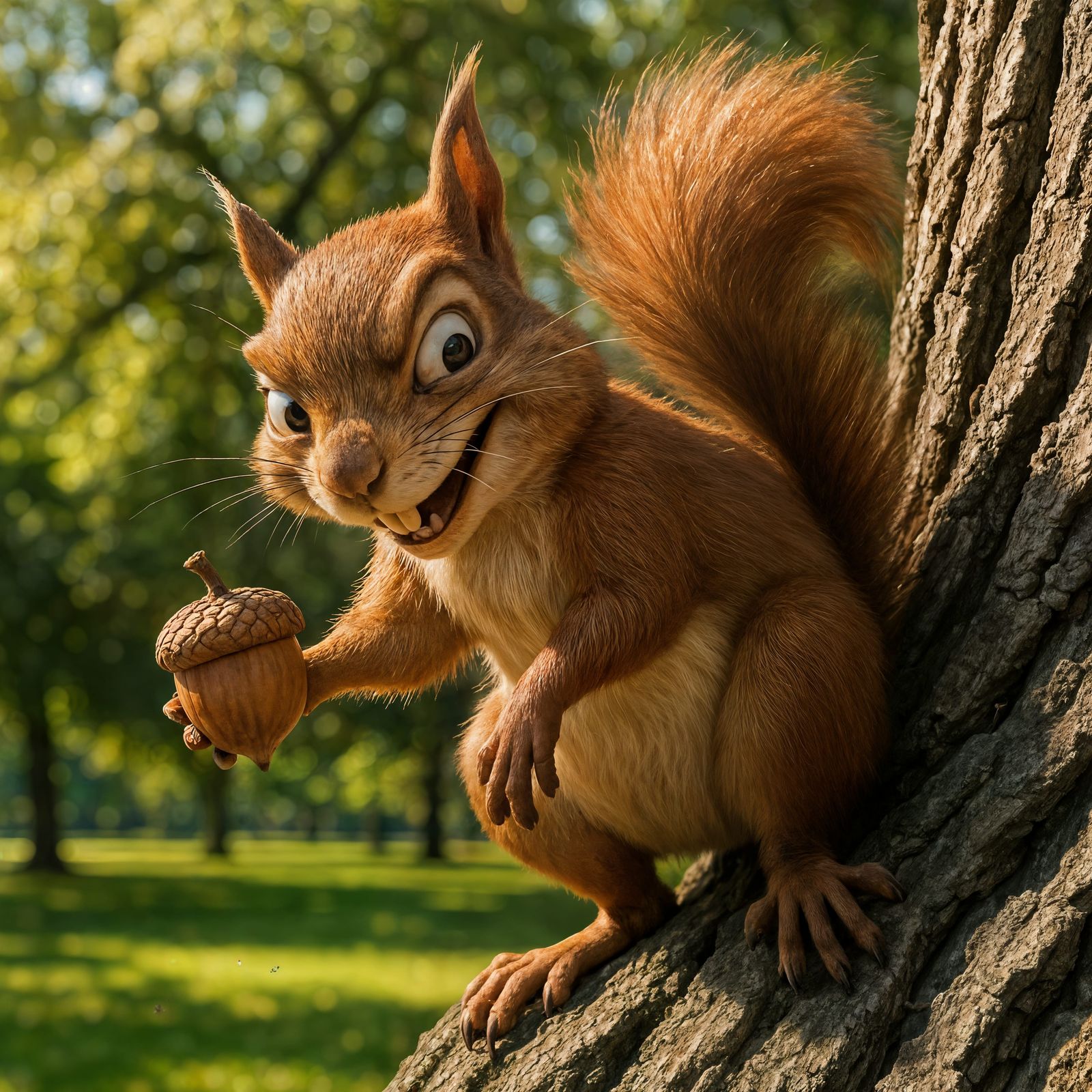 Mischievous Squirrel About to Drop Acorn