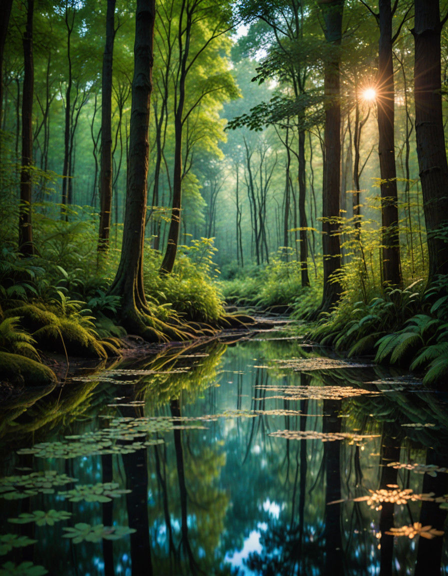 Mystical Satiny Figure in Whimsical Forest