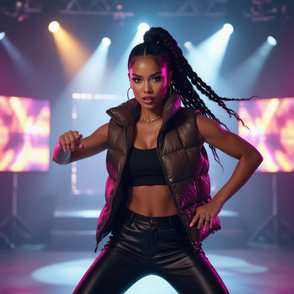 Dynamic Hip Hop Dancer on Music Video Set