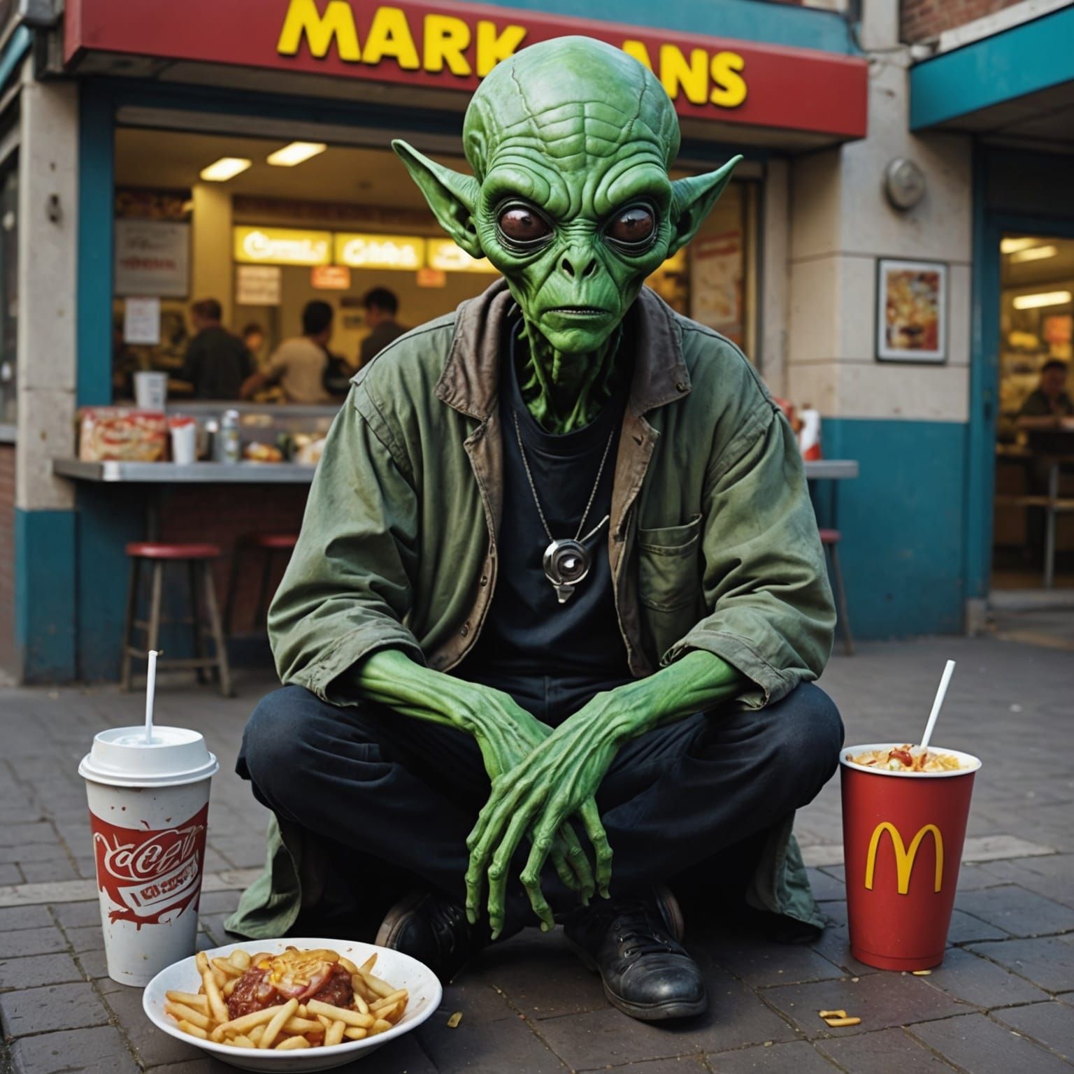 Alien Beggar in Human Town: Comic Book Art