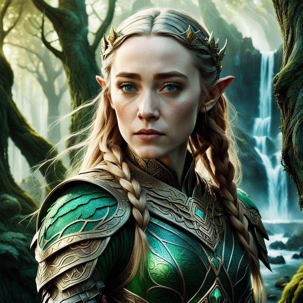 Fantasy Elf in Misty Forest: Digital Matte Painting