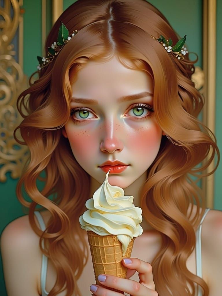 <lora:Art Nouveau Flux:1.0> still needs fine tuning… Vanilla…